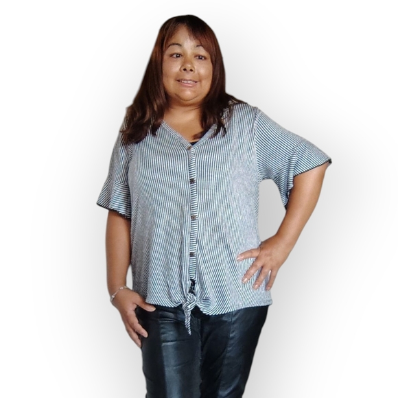 GYFY Women's Medium Striped Short Sleeve  Top - Picture 6 of 14